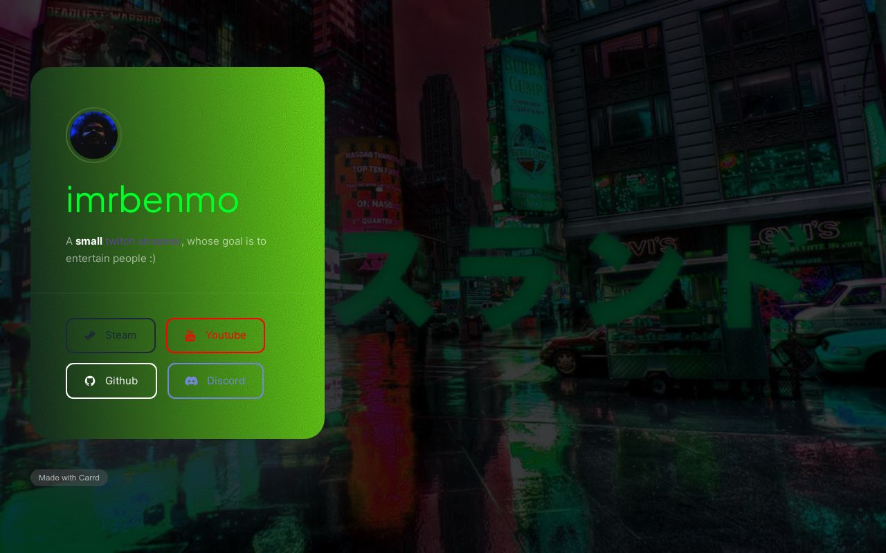 Carrd profile picture for @imrbenmo
